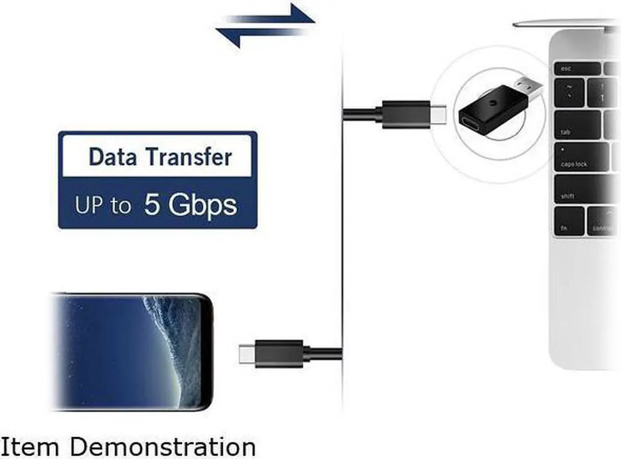 Alt view image 4 of 6 - USB C adapter 3.0 Male to USB 3.1, Type C Female to usb Male Adapter Port for Laptop Phone Black 1Pack