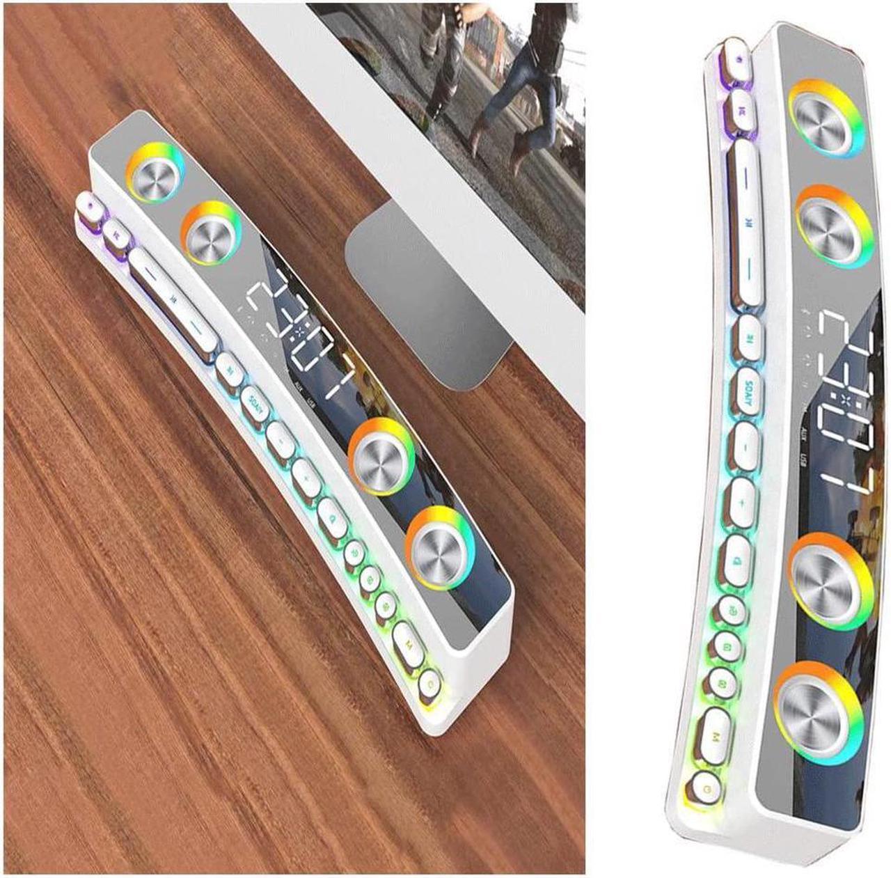 Main image of SH39 Clock Bluetooth Wireless Game Speaker soundbar 3D Stereo Subwoofer,Computer Loudspeaker with Light,soundbar for tv Home Theater (Color : White, Size : 495 * 88 * 57mm)