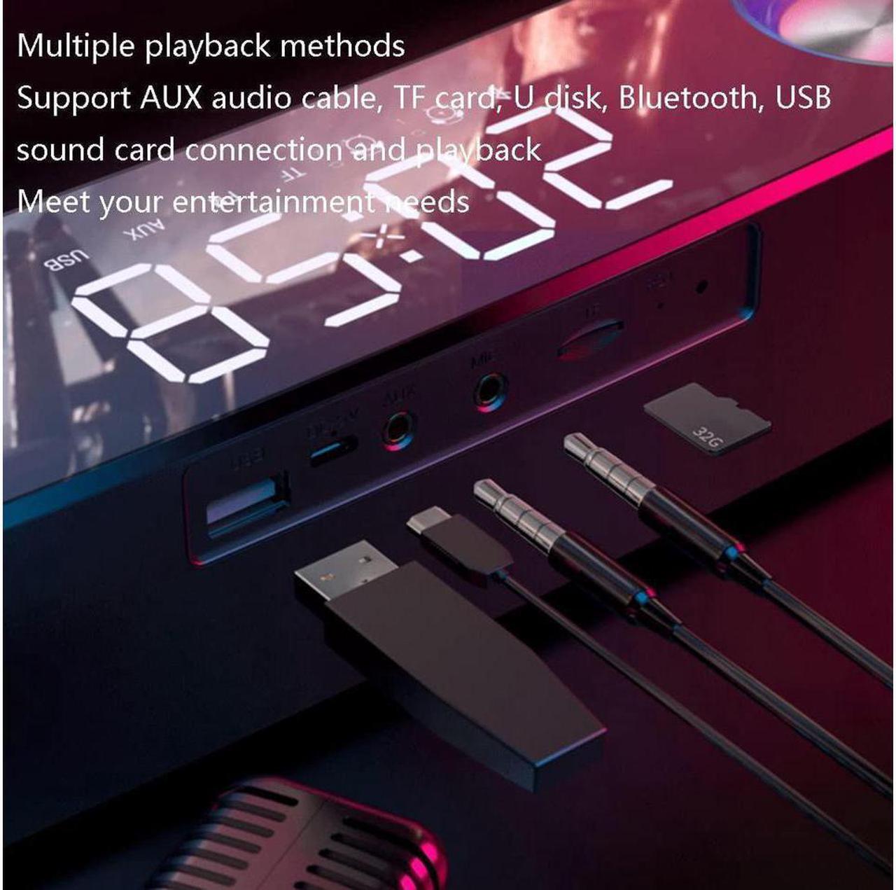 Alt view image 2 of 6 - SH39 Clock Bluetooth Wireless Game Speaker soundbar 3D Stereo Subwoofer,Computer Loudspeaker with Light,soundbar for tv Home Theater (Color : White, Size : 495 * 88 * 57mm)