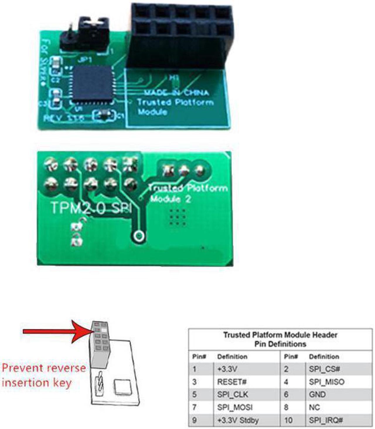 1Piece TPM 2.0 Module for SuperMicro AOM-TPM-9670H 10Pin SPI