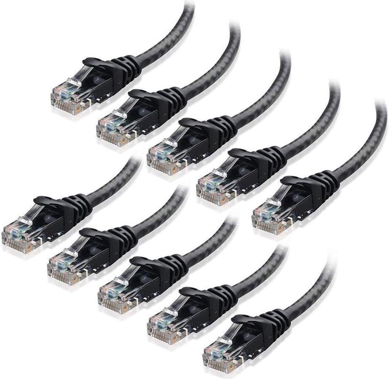 CAT6 Ethernet Cable LAN Network RJ45 Internet Patch Cord 10Pack Black 1ft Bare Copper