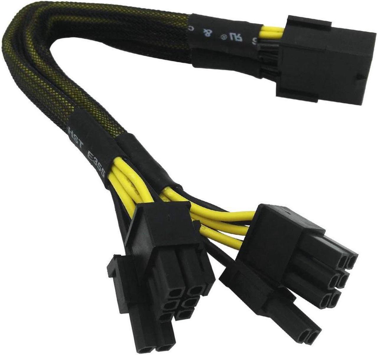 GPU VGA PCIe 8 Pin Female to Dual 2X 8 Pin (6+2) Male PCI Express Power Adapter Braided Y-Splitter Extension Cable 9-inch(23cm)