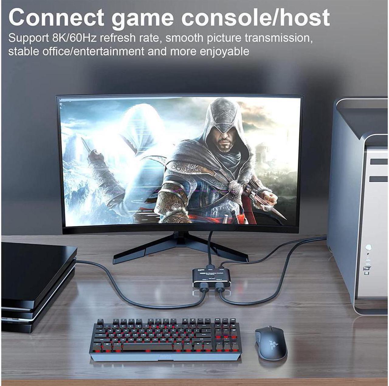Alt view image 7 of 7 - HDMI switcher hdmi Splitter 2 in 1 Out/1 in 2 Out Ultra 8K HD Bi-Directional Switch 8K@60Hz 4K@120Hz High Speed 48Gbps Switch 8K hdmi Splitter ps5 Support Xbox X PS5
