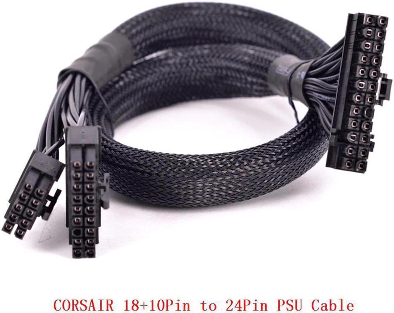 10+18Pin to 24Pin 20+4Pin ATX Power Supply Cable Mining Cable PSU Motherboard Braided Net for Corsair HX1200i HX1000i HX850i HX750i AXi Series AX1500i AX1200i AX860i AX760i RM1000 RM850 RM750