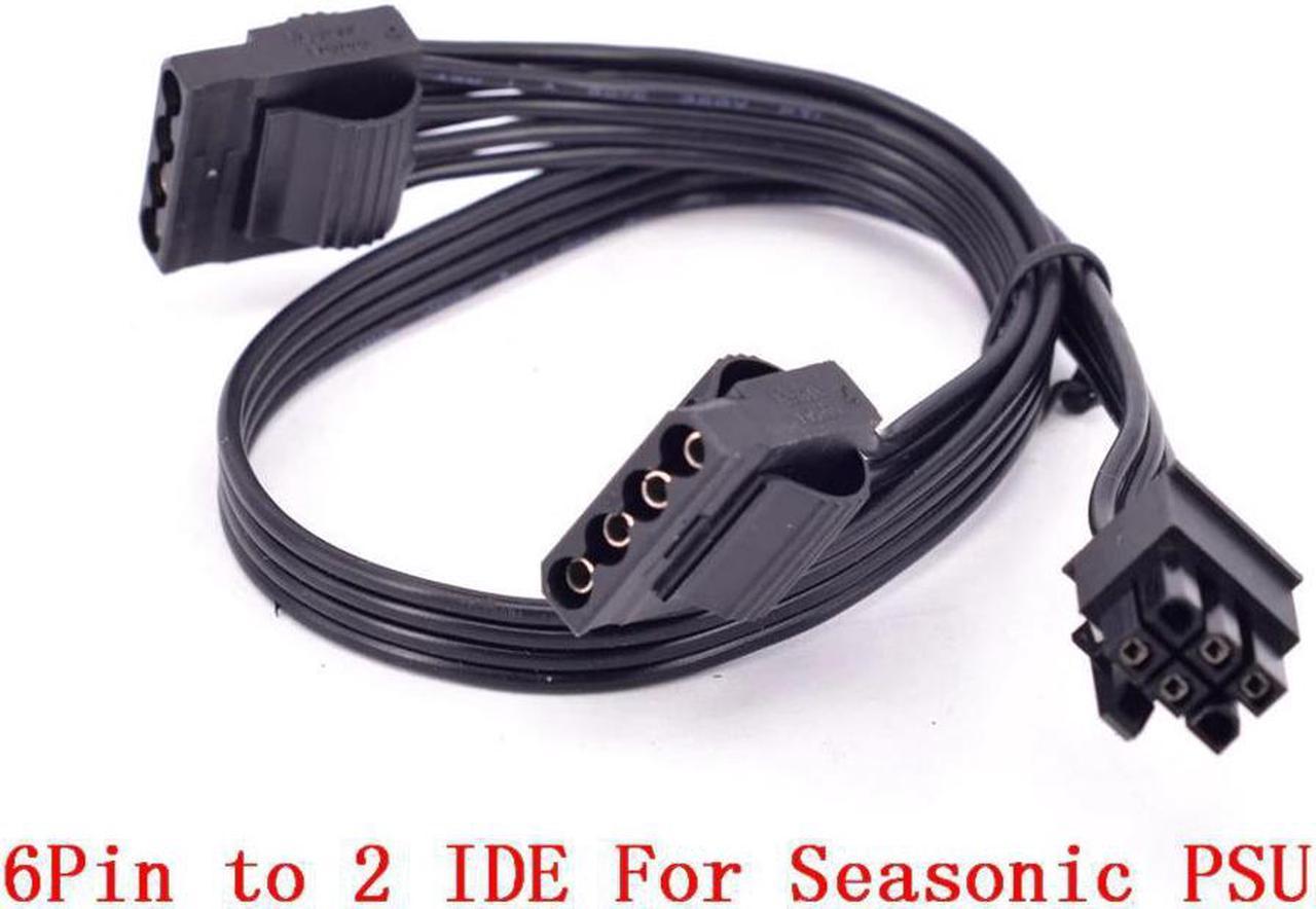 PCIe 6Pin to Dual 4Pin IDE Power Supply Cable for Seasonic KM3 Series X-750 X-850 SS-1050XP3 SS-1200XP3 M12II Evo Series 520 620 650 750 850 Snow Silent 750 1050 FOCUS PLUS Gold SSR-850FX/750FX