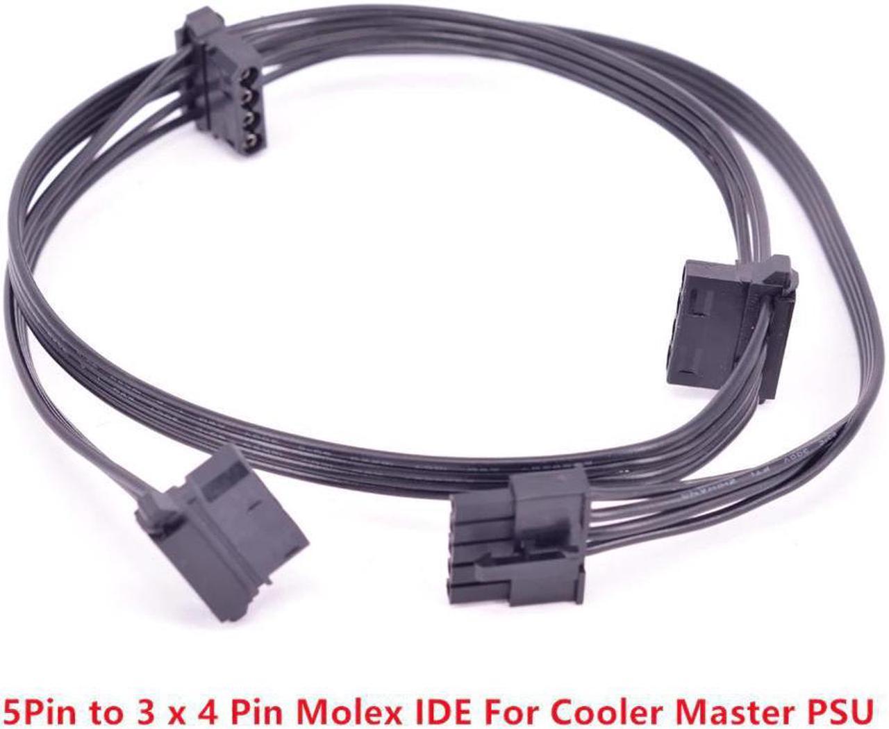 5Pin to 3 IDE 4Pin Angled Molex Power Supply Cable for Cooler Master MWE Gold 550 650 750 V550 V650 V700 V850 Platinum Silent Pro Gold 1200W M1000 M850 M700 M600 1000W 850W Hybrid PSU Modular