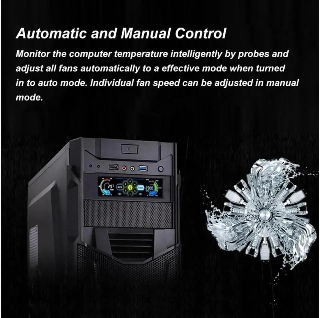 Alt view image 5 of 7 - 5.25" Fan Controller 5 Channel Touchscreen Fan Controller Temperature Monitor Automatic Speed Control LCD Front Panel for Computer Cooling Fans