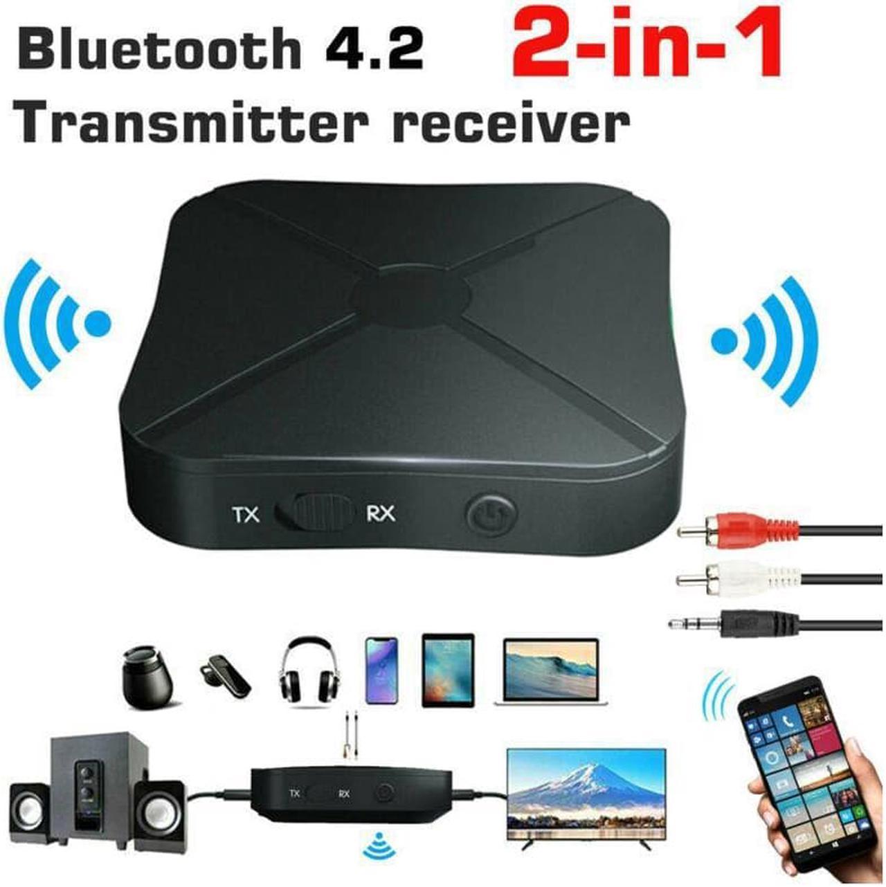 2 in 1 Bluetooth 5.0 Transmitter & Receiver Wireless Audio Adapter with 3.5mm Aux RCA Cable for TV Home Stereo Smartphone PC