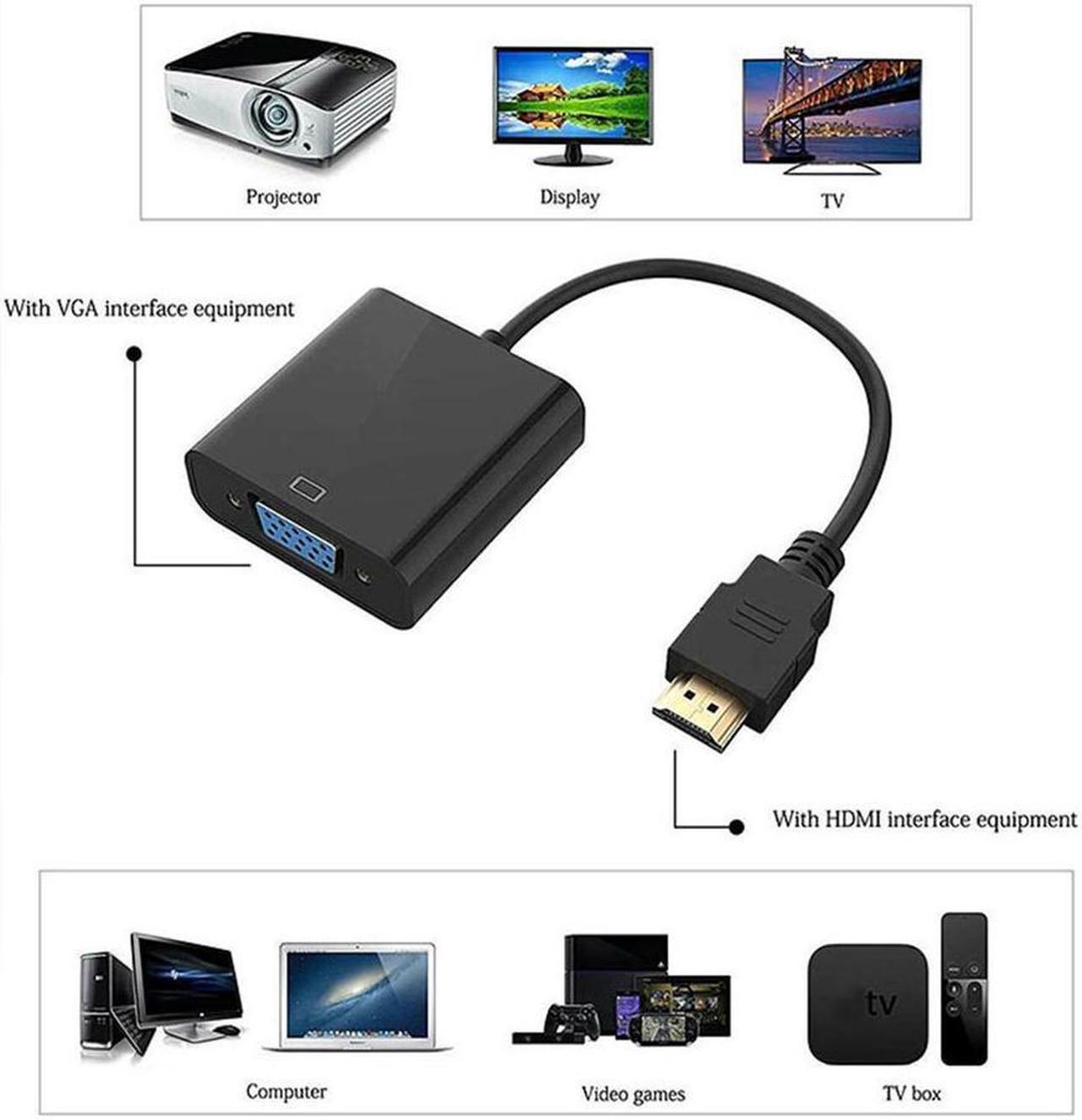 Alt view image 6 of 7 - HDMI to VGA, Gold-Plated HDMI to VGA Adapter (Male to Female) for Computer, Desktop, Laptop, PC, Monitor, Projector, HDTV, Chromebook, Raspberry Pi, Roku, Xbox and More - Black