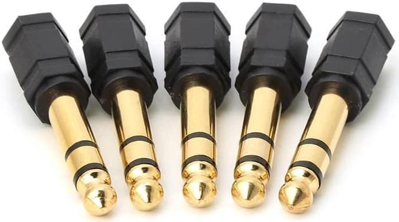 5PCS Gold Plated 3.5mm to 6.35mm Stereo Jack Headphone Adaptor Connector