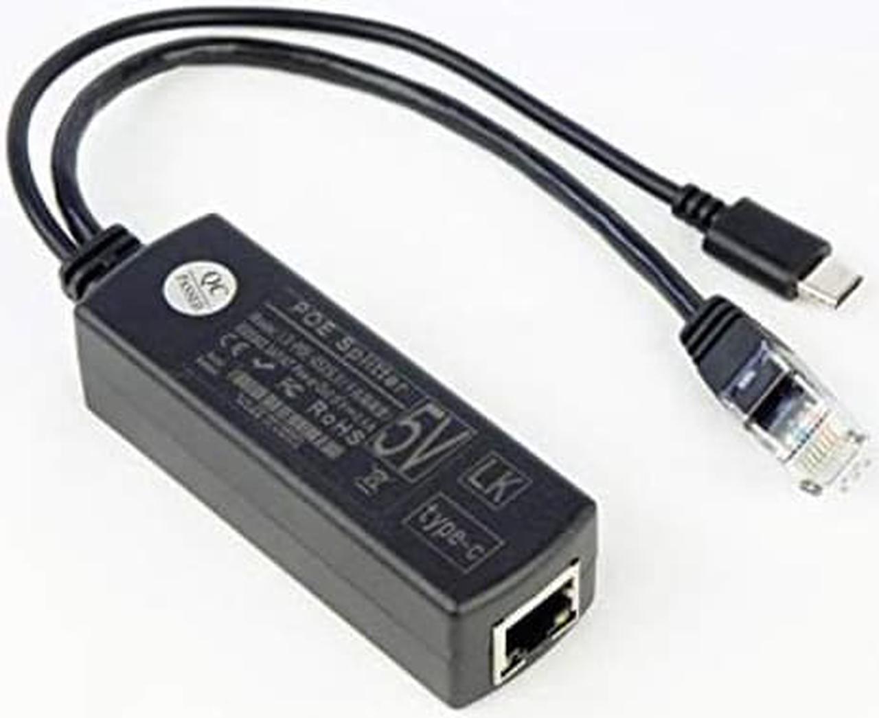 Gigabit USB Type C Active PoE Splitter 48V to 5V IEEE802.3af Power Over Ethernet for Raspberry Pi 4 4B