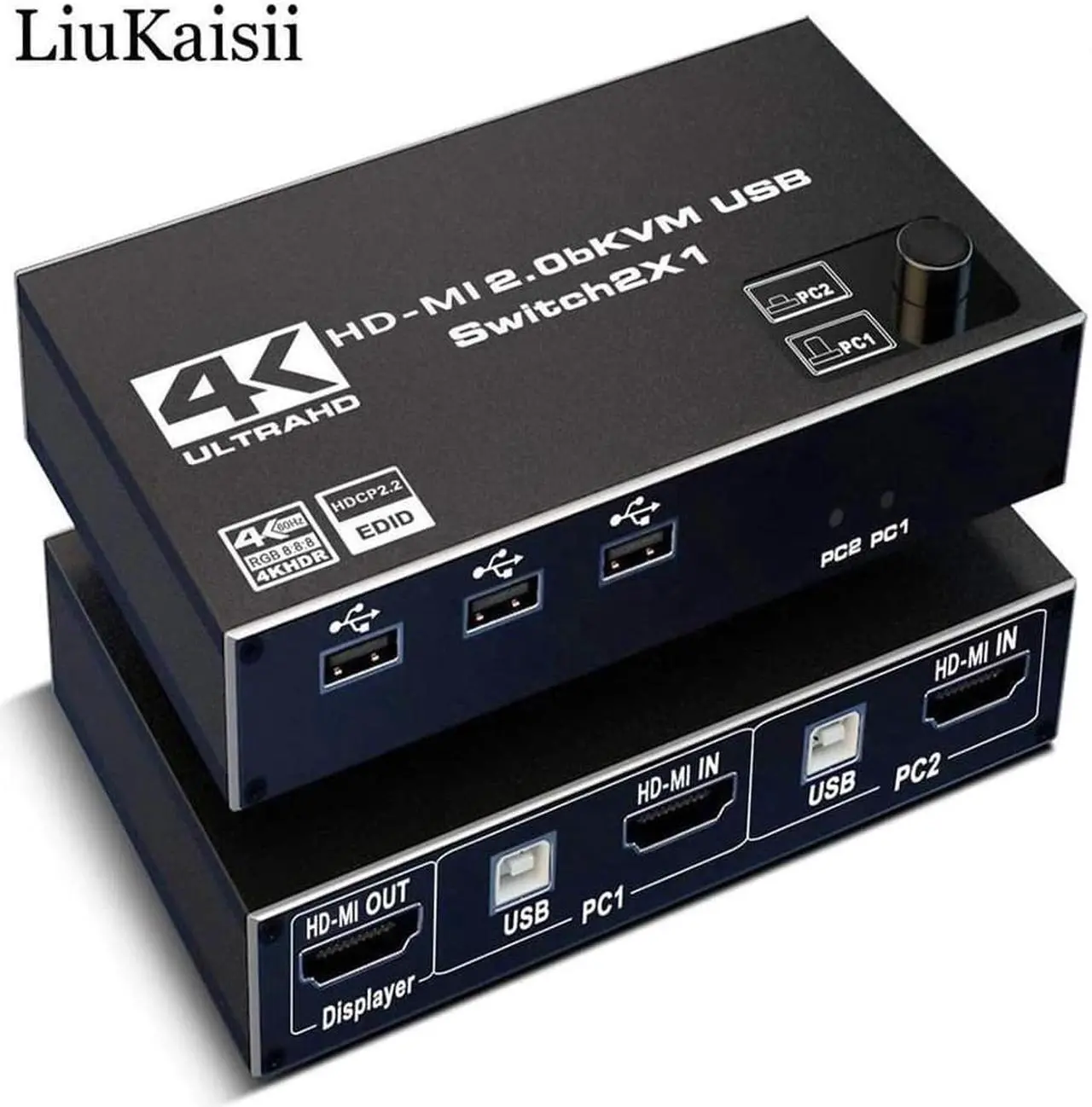 Main image of KVM Switch Dual Monitor HDMI-compatible 2 In 1 Out KVM Switcher 4K 60Hz Ultra HD Switch Share Printer Keyboard Mouse