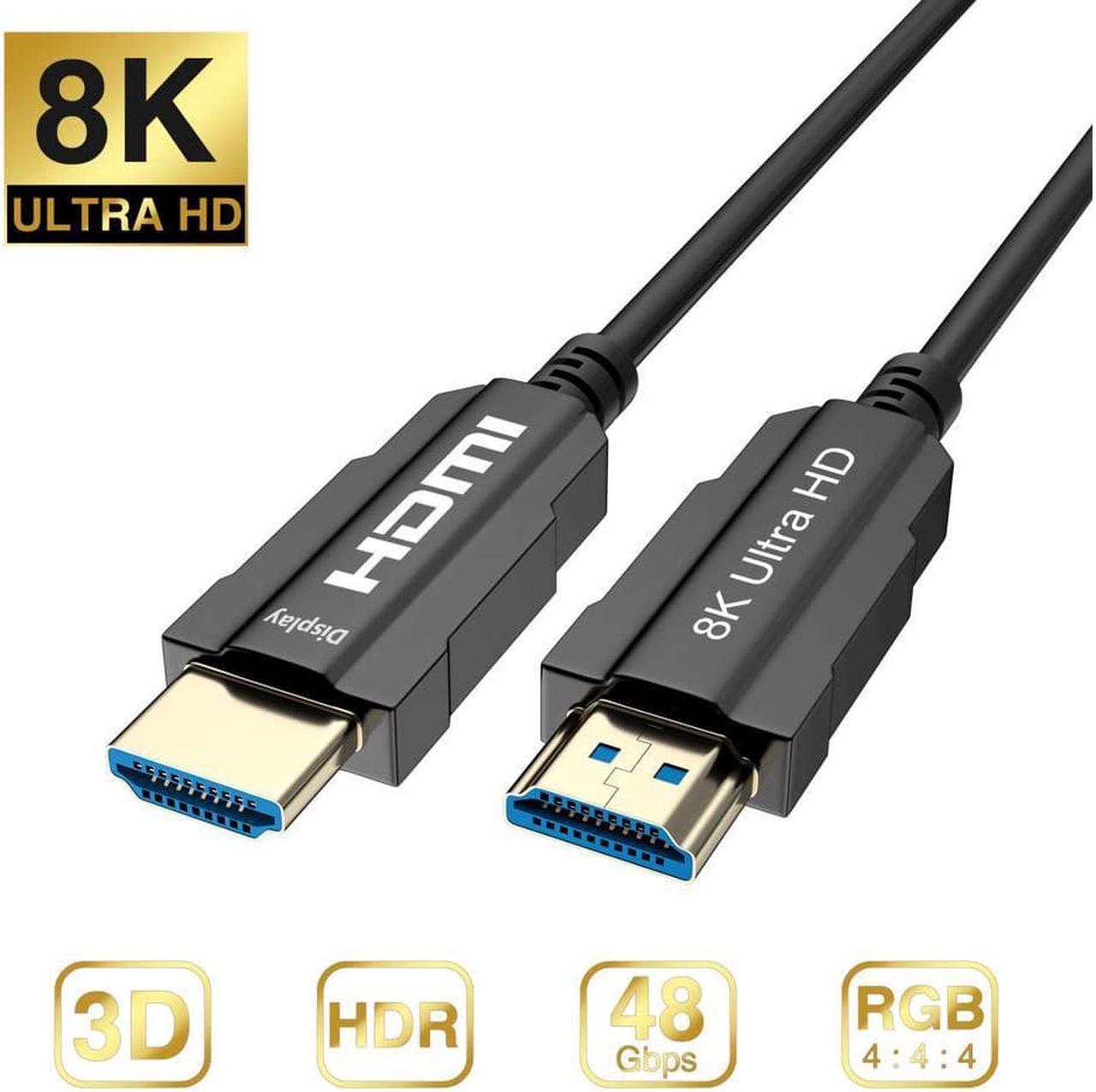 8K HDMI Fiber Optic Cable Real UHD HDR 8K 48Gbps 8K@60Hz 4K@120Hz HDMI 2.1 Support 3D HDCP2.2 HDMI Cable for PS4 SetTop Box HDTVs Projectors 15m 49.5ft