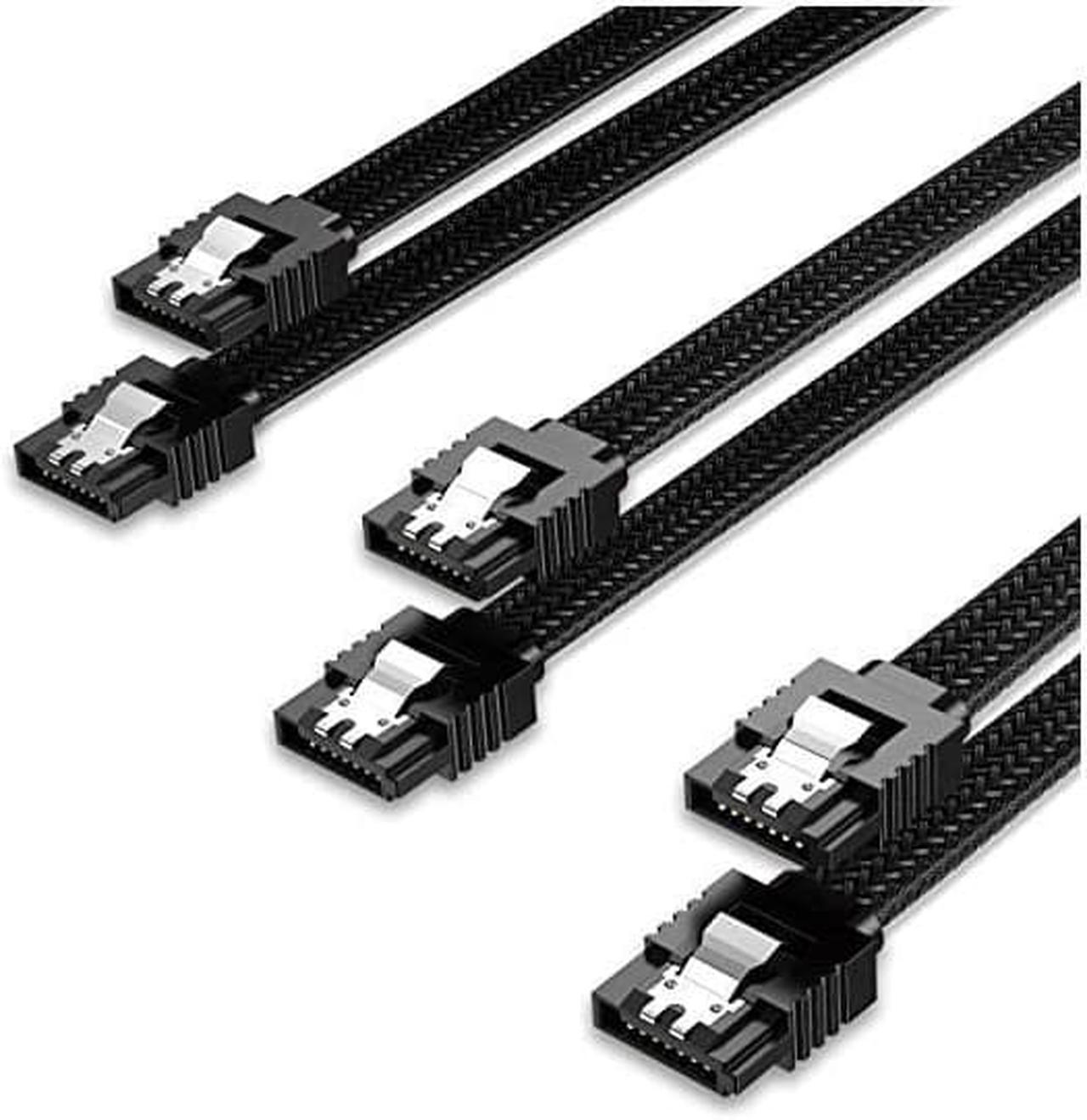 3PACK SATA Cable III 3 Pack 6Gbps Straight HDD SDD Data Cable with Locking Latch 18 Inch for SATA HDD, SSD, CD Driver, CD Writer, Black