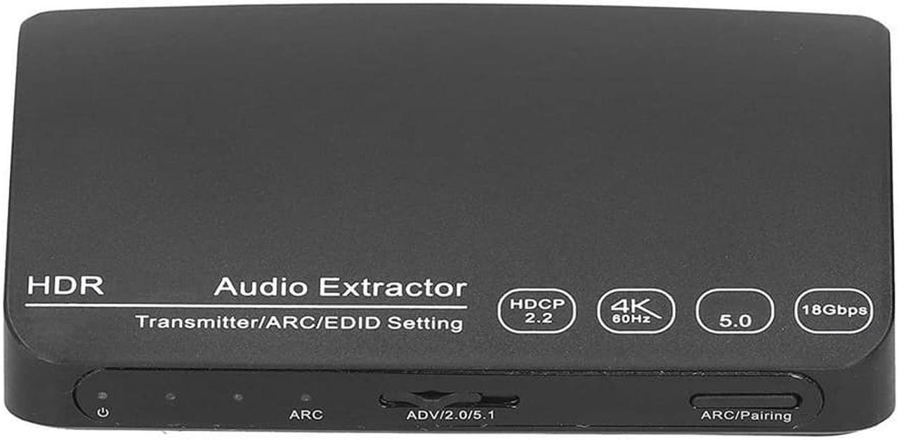 HDMI Splitter, HDMI Audio Extractor Switch, Bluetooth 5.0/4K/60HZ Analog Stereo R/L Audio Extractor Compatible with Dolby HD/DTS HD/Dolby Atoms/Dolby AC3/DTS/LPCM (HDCN0052M1)