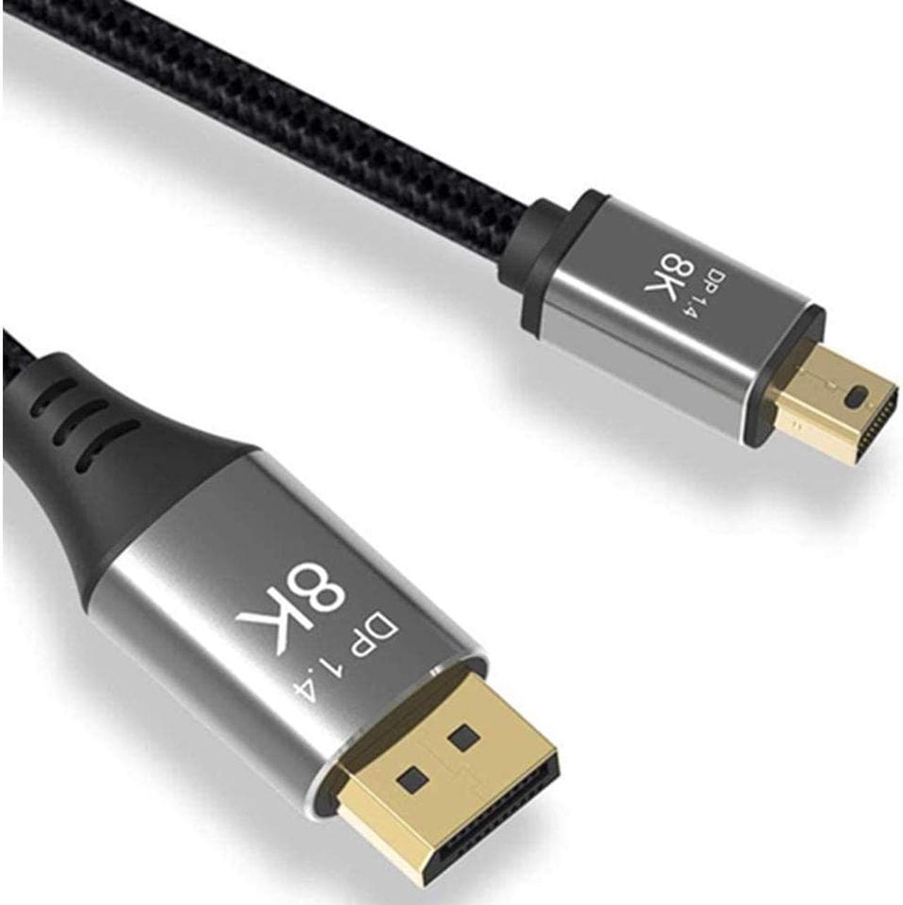 Mini DP to DisplayPort 8K Cable 8K(7680x4320)@60Hz 4K@144Hz DisplayPort 1.4 Bi-Directional Transmission DisplayPort to Mini DisplayPort 8K Cable 1M