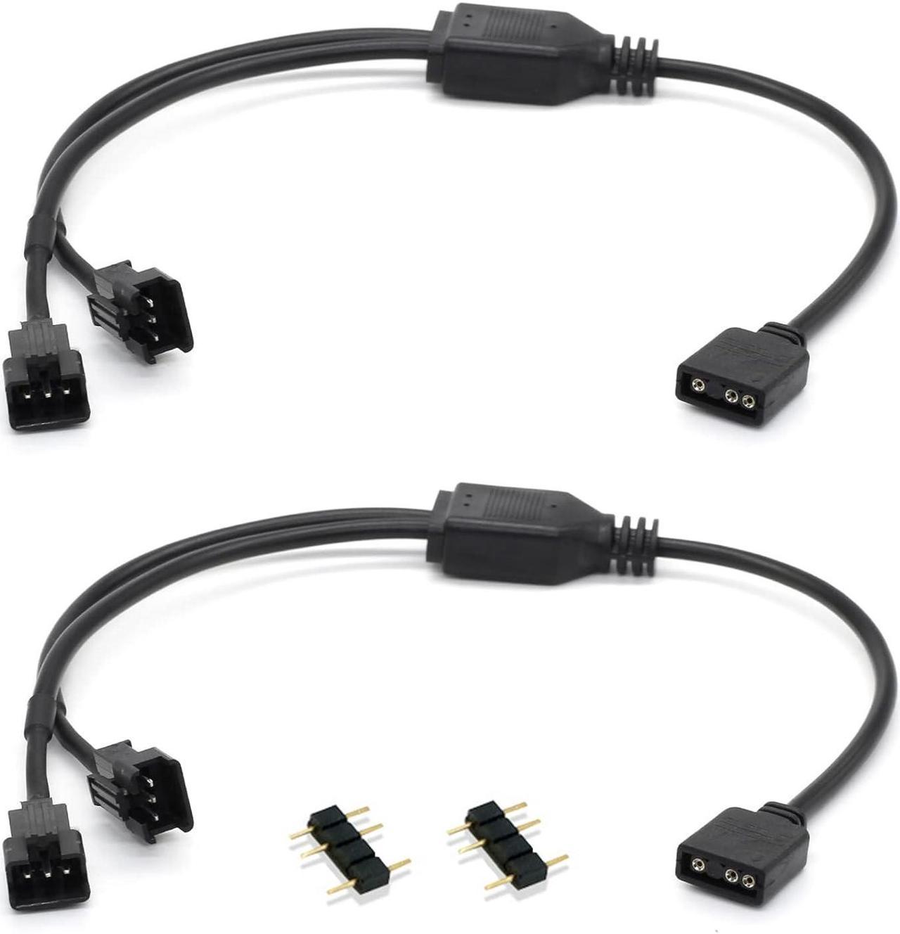 ARGB Splitter Cable, 5V 3 Pin Addressable RGB Splitter Cable with SM 3 Pin Male Connector for Computer Chassis, 1 to Dual ARGB Cable, 11.8 Inches, 2 Pack (1 to 2 ARGB Spliter Cable (Male))