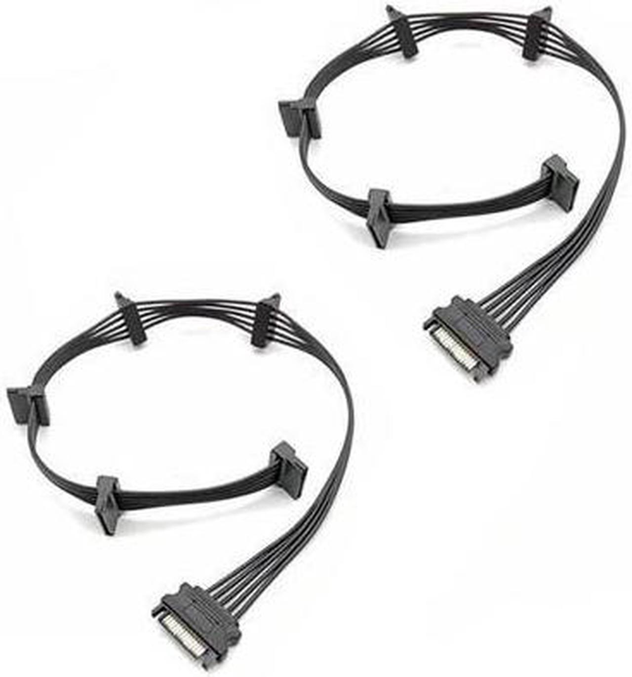 BUCIER 15 PIN Sata Power Splitter(2Packs) 15 Pin Sata to 5 Sata Power Splitter Adapter Cable- 21 Inches