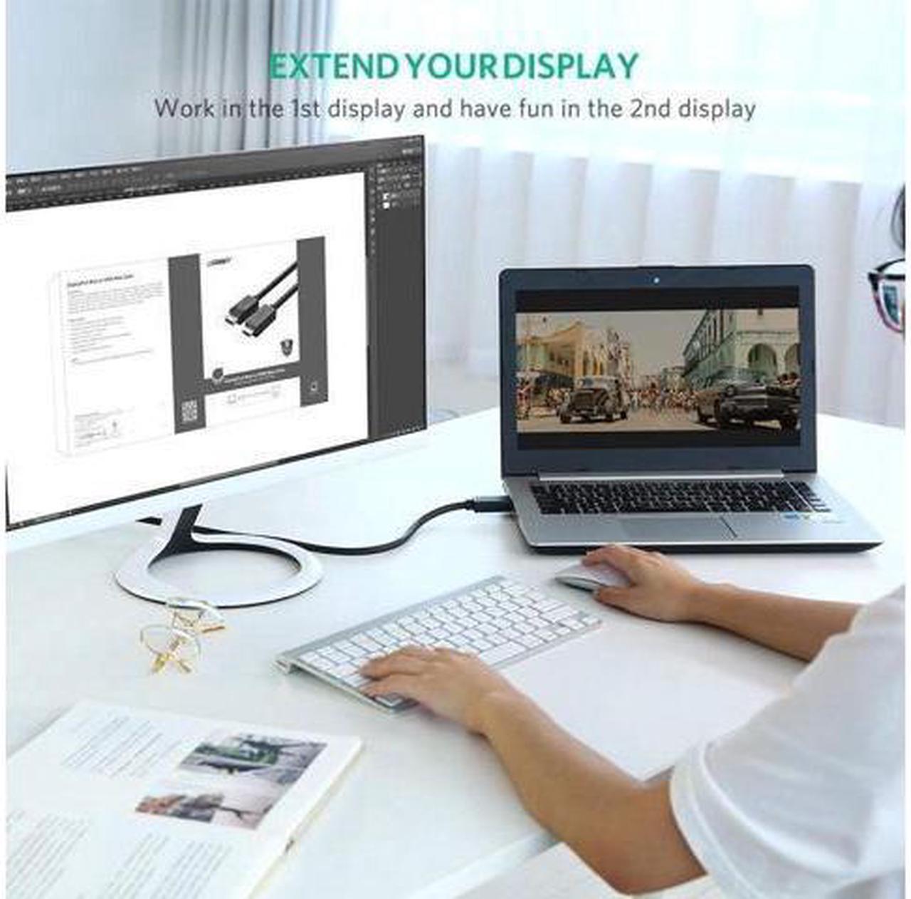 Alt view image 5 of 7 - BUCIER UGREEN 4K UHD DP to HDMI Male to Male Displayport to HDMI Video Cable DisplayPort to HDTV Monitor Cable Support Audio for HP ,HTC VIVE Virtual Reality System and DP Enabled Devices  5 ft.