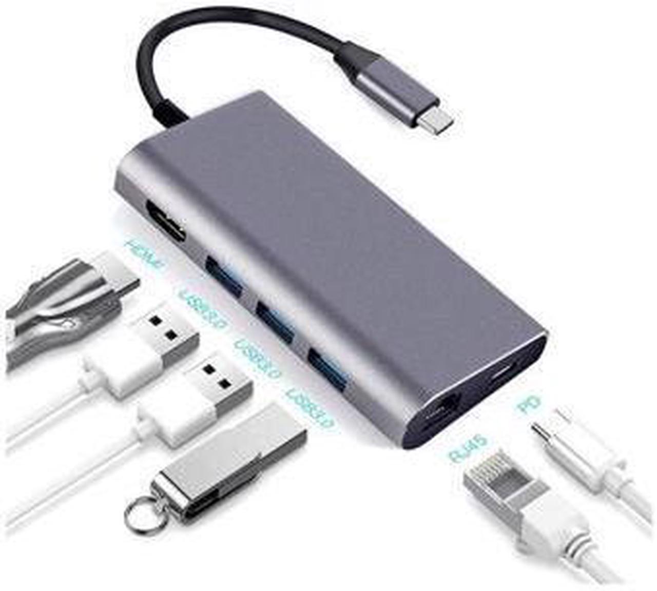 BUCIER USB Hub C 8 En 1 Aluminium Multi Type de Port Adaptateur C Hub Combo Pour Macbook Pro