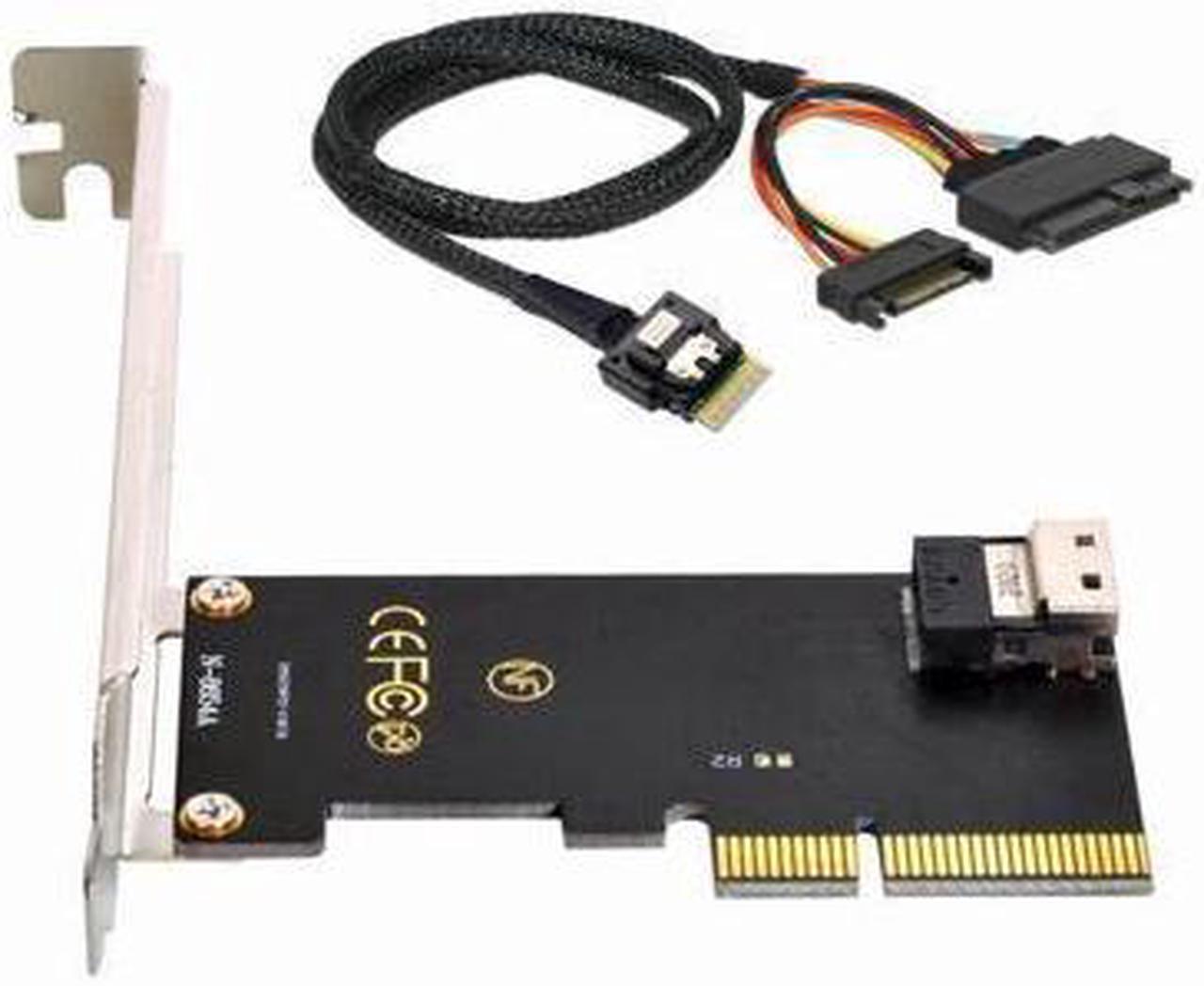 BUCIER PCI-E 3.0 4.0 to SFF-8654 Slimline SAS Card Adapter and U.2 U2 SFF-8639 NVME PCIe SSD Cable for Mainboard SSD