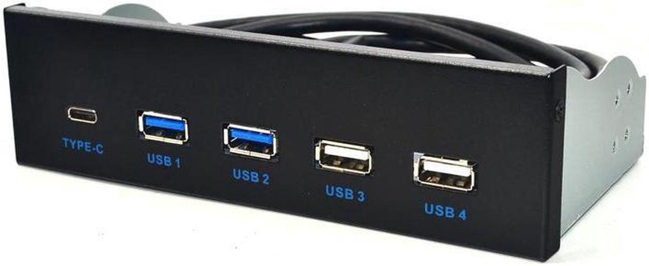 BUCIER 5.25 Inch USB 3.1 GEN2 Front Panel USB Hub 2 Ports USB 3.0 + 2 Ports USB2.0 + 1 Port TYPE-C with TYPE-E Connector for Desktop PC