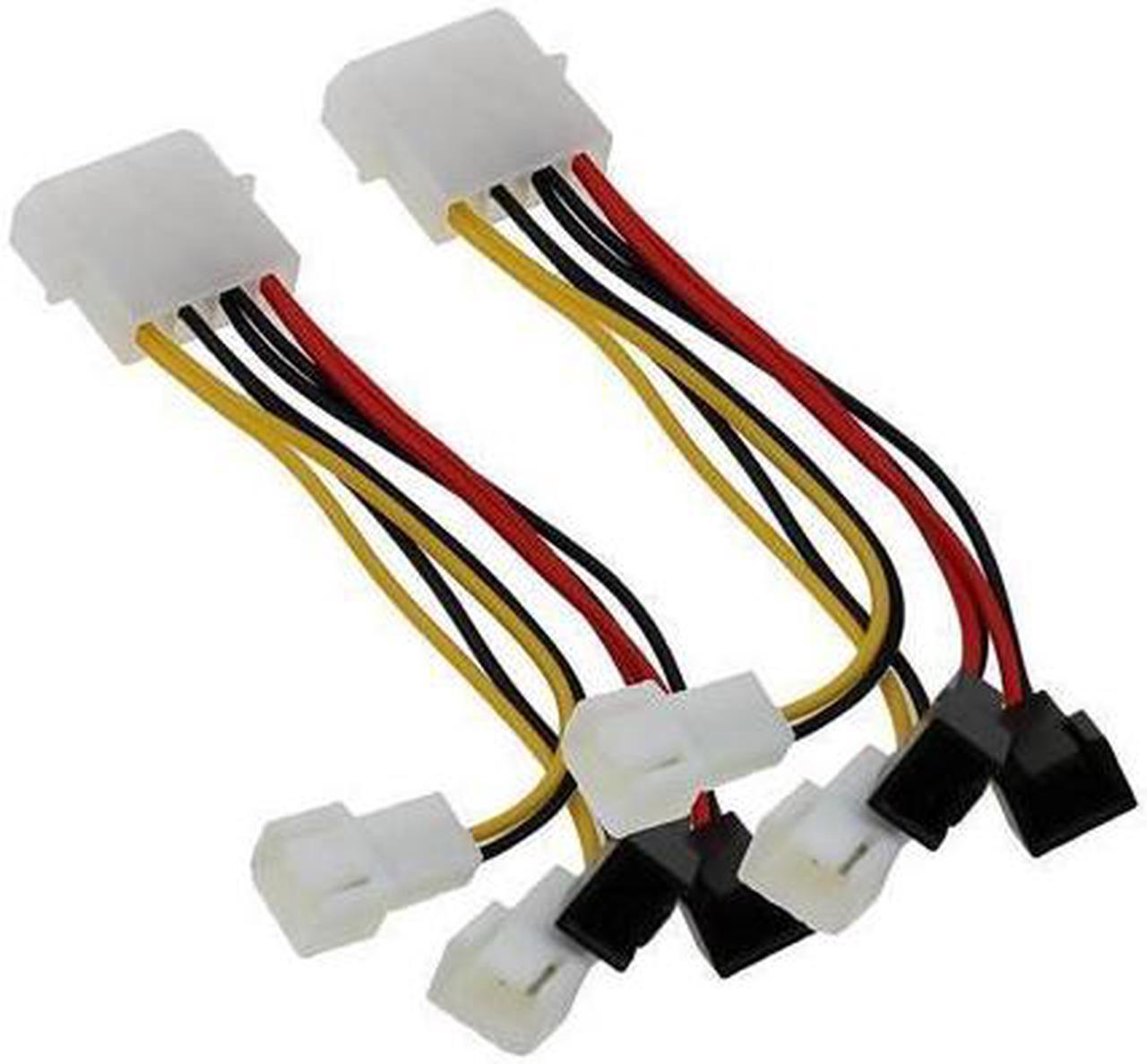 BUCIER 2pc 4-Pin Molex To 3-Pin Fan Power Cable Adapter Connector 12V Computer Cooling Fan Cables For CPU PC Case Fan