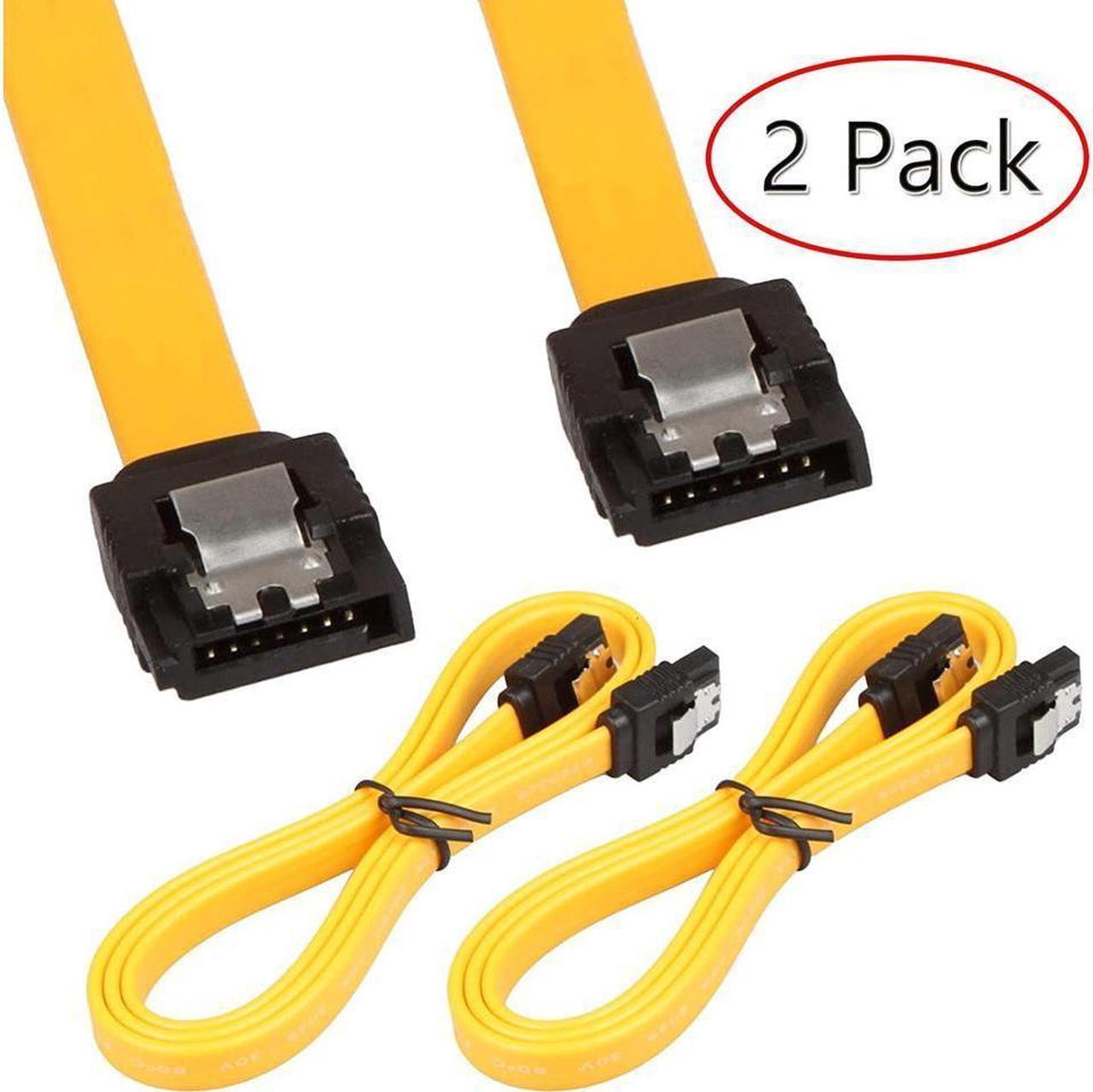 BUCIER 2Pack 32in Long SATA Cable 6gb Straight with Locking Latch(Yellow)