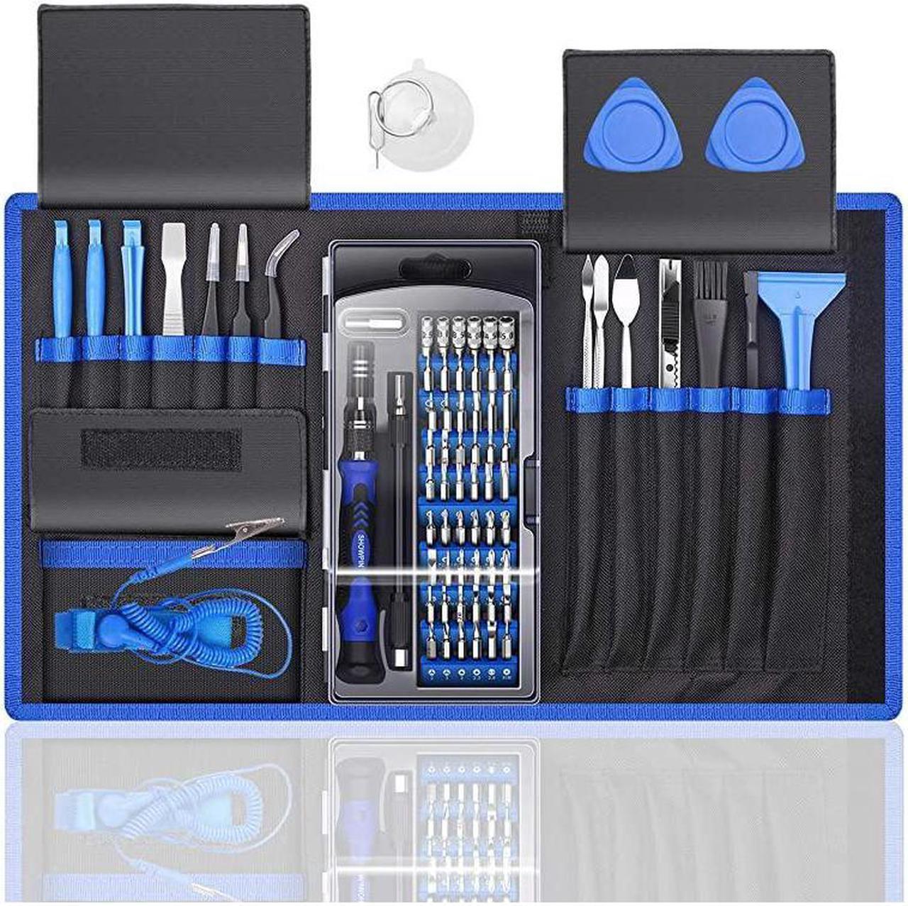 BUCIER Professional Computer Repair Tool Kit Precision Laptop Screwdriver Set with 56 Bit AntiStatic Wrist and 24 Repair Tools Suitable for Macbook PC Tablet PS4 Xbox Controller Repair