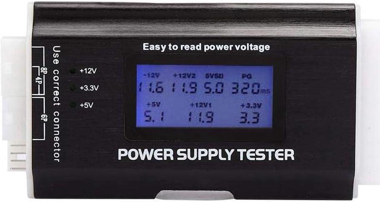 BUCIER Power Supply Tester, LCD Display Aluminum Alloy Support 20/24Pin ATX SATA, BTX, ITX, TFX Computer Power