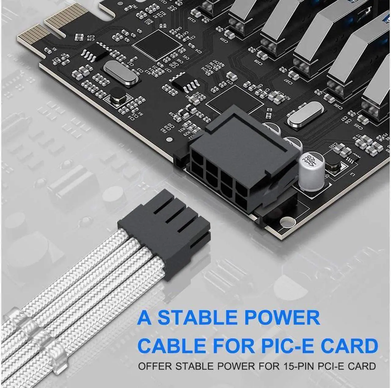 Alt view image 4 of 7 - BUCIER Sleeved Cables, PSU Extension Cable Kit for Power Supply, Fiber Braided ATX EPS PCI-E Cable with Combs, 30CM (White)