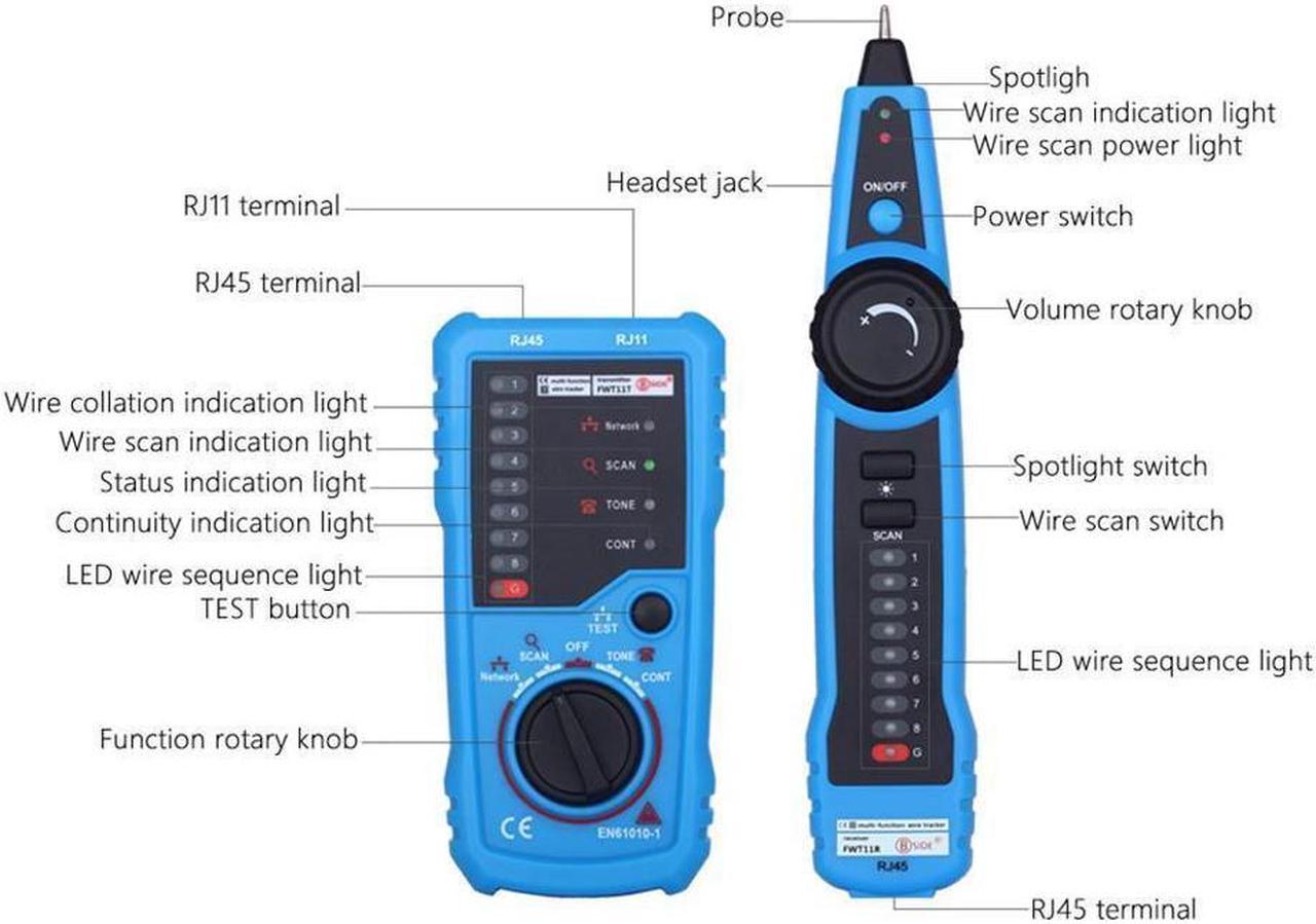 BUCIER 1PCS RJ11 RJ45 Cat5 Cat6 Telephone Wire Tracker Tracer Toner Ethernet LAN Network Cable Tester Detector Line Finder