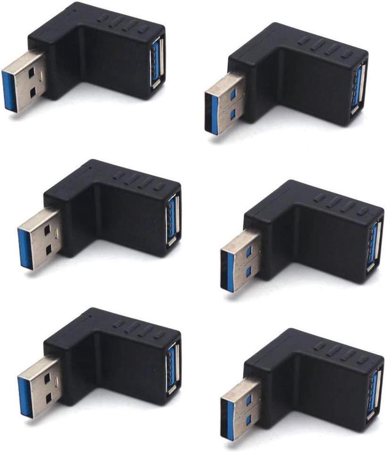 BUCIER USB 3.0 A Male to A Female Connector 90 Degree Angle L Shape Converter Plug Data Adapter 3Pairs Up + Down