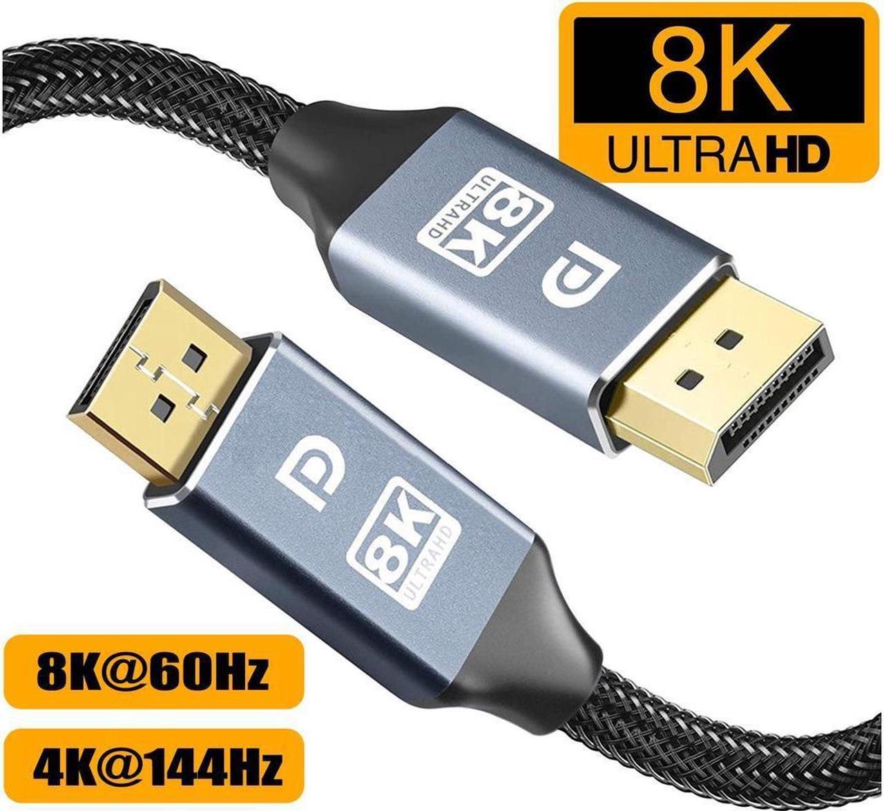 BUCIER DisplayPort 1.4 Cable Ultra HD 8K 4K Copper Cord DP 1.4 HBR3 8K@60Hz 4K@144Hz High Speed 32.4Gbps HDCP 3D Slim and Flexible DP to DP Cable for Laptop PC TV Gaming Monitor (6.6ft/2m)