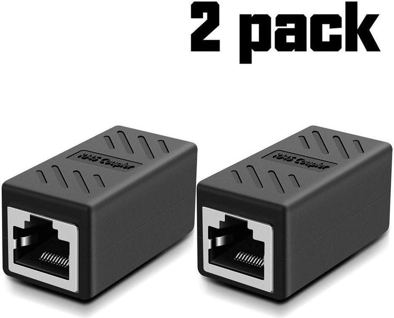 BUCIER RJ45 Coupler, Ethernet Cable Extender Adapter for Cat7 Cat6 Cat5e, Ethernet Cable Coupler (Black-2 Pack)