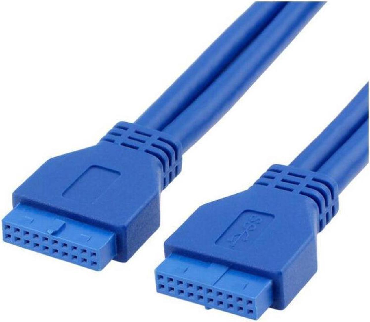 BUCIER Motherboard USB 3.0 Header 19Pin Female to Female Extension Cable Blue 50cm