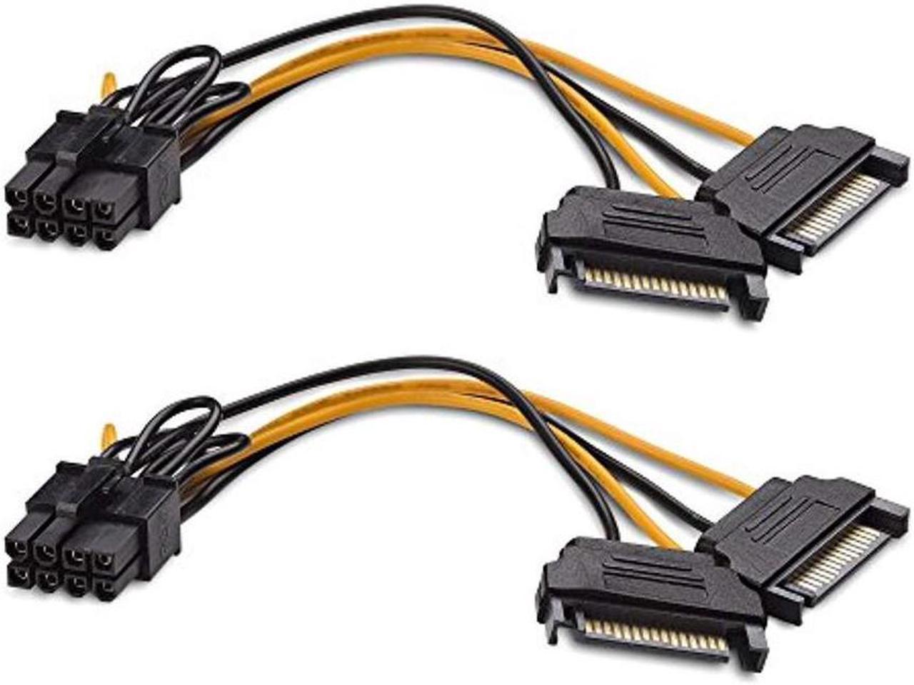 BUCIER 2-pack 8 pin to sata power cable (sata to 8 pin pcie) - 5 inches