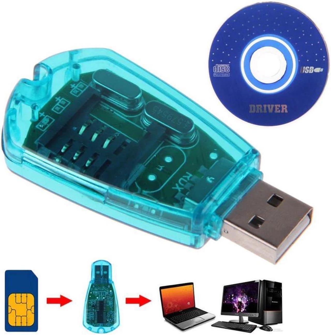 BUCIER Phone USB Mini Sim Card Reader Writer Copy Cloner Back Up Kit GSM CDMA WCDMA SMS Adapter Converter Cellphones With Disk