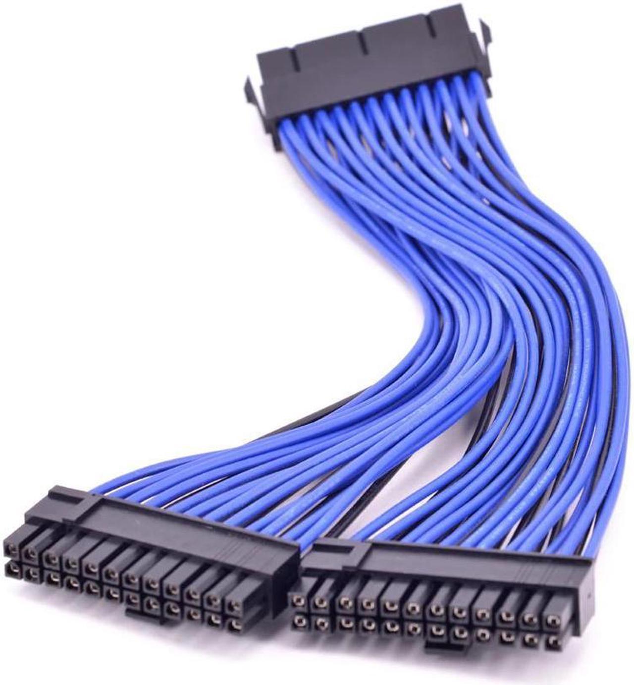 BUCIER 24Pin 1 to 2 Power Supply Extension Cable ATX 24 Pin Male to Female Power Port Cable 20+4 Pin Desktop Internal PSU cable  30CM