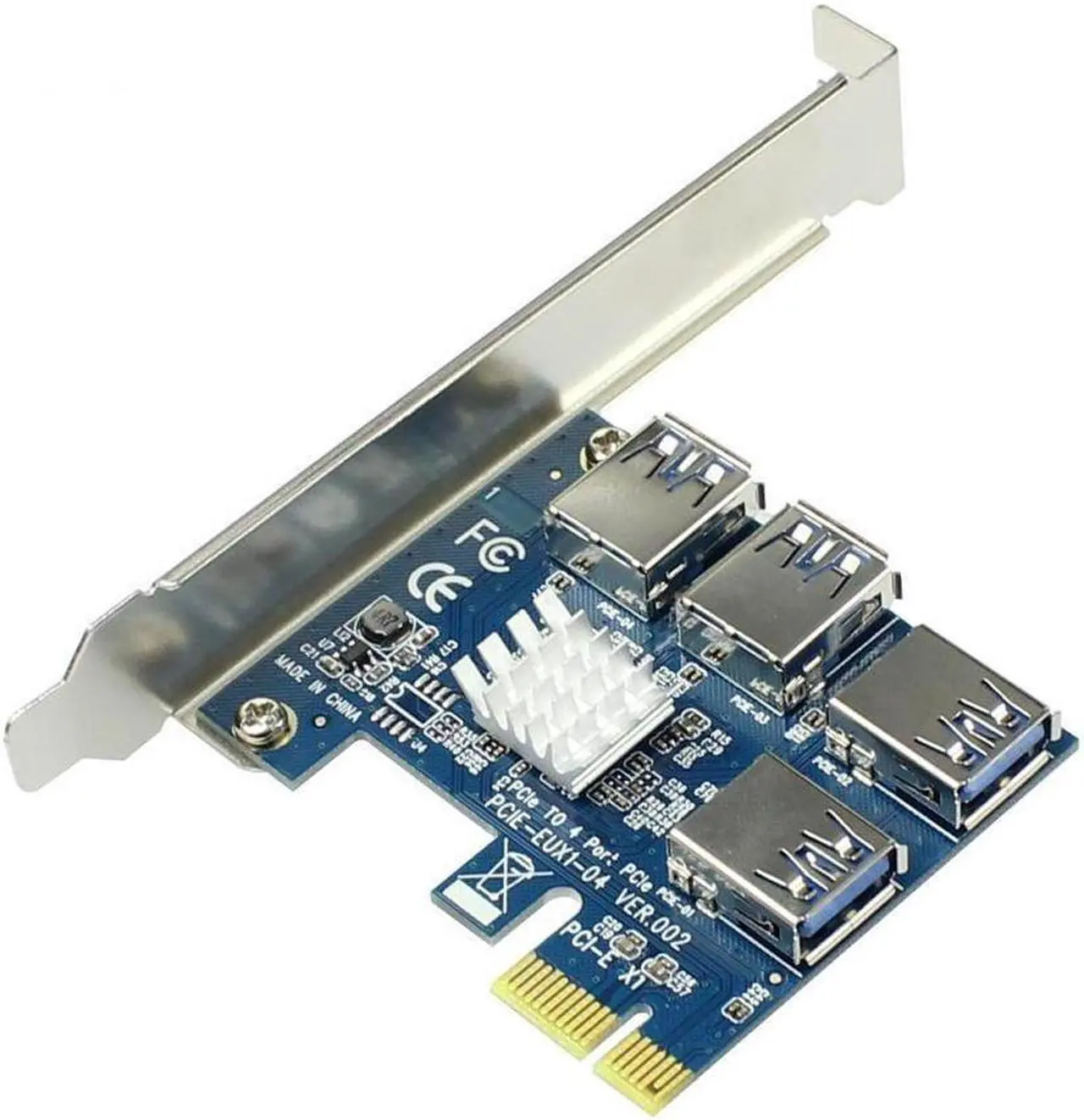Main image of BUCIER PCIe 1 to 4 PCI-express 16X slots Riser Card PCI-E 1X to External 4 PCI-e USB 3.0 Adapter Multiplier Card for Bitcoin Miner