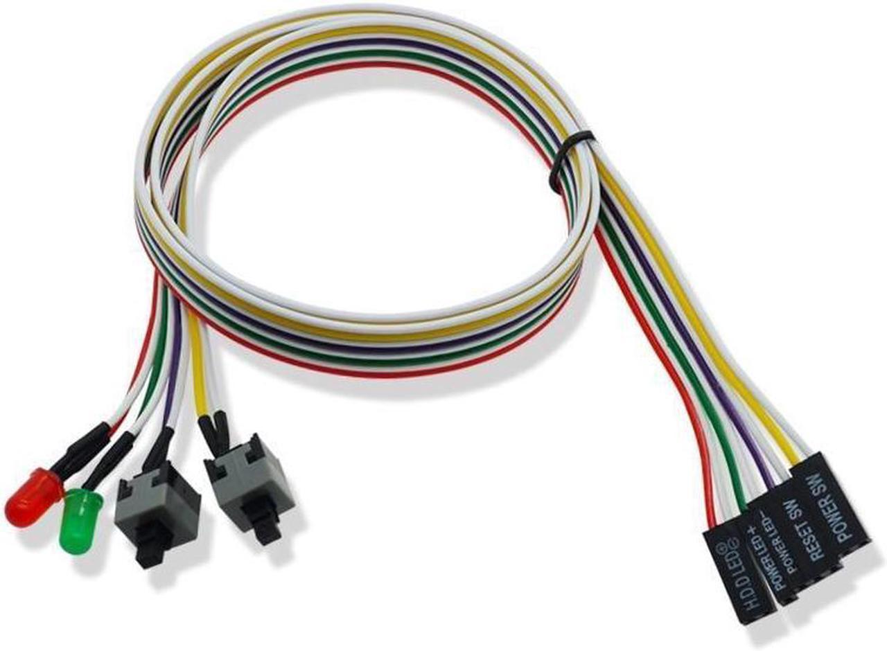 Main image of BUCIER PC Power Switch Cable with LED Light Desktop Computer Case Re-starting Button Power Supply Reset HDD Switch Lead(Double Switch)