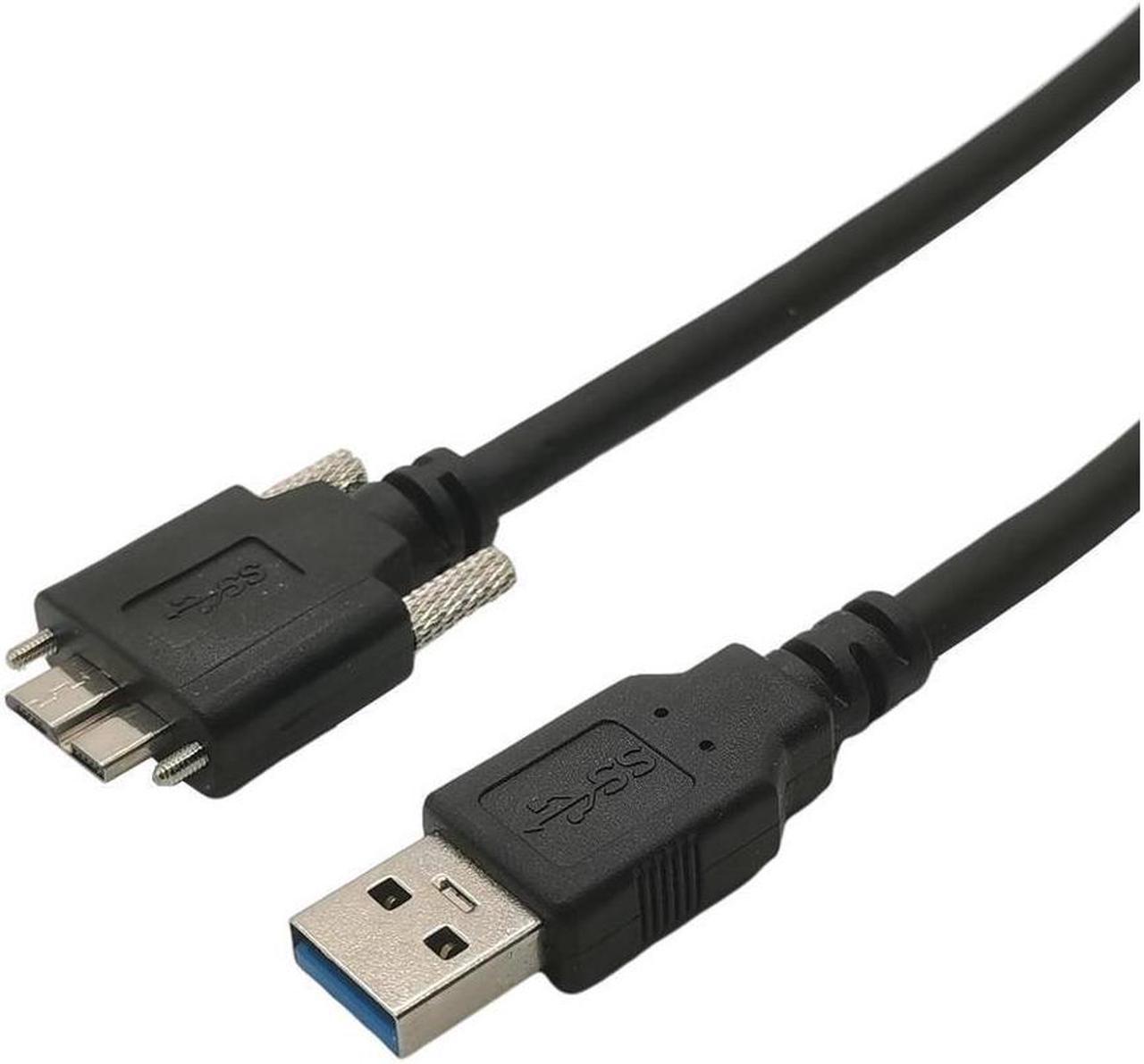 BUCIER 5Gbps Micro B USB 3.0 Micro B Cable Wire With Panel Mount Screw Lock Connector Cord Prevent Come off 0.6m