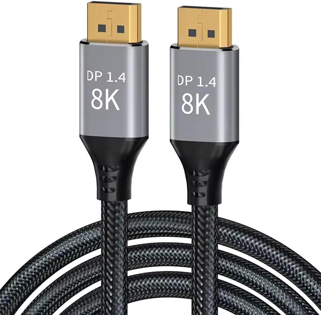 BUCIER DisplayPort Cable 1.4, 4.92FT DP Cable, Ultra HD 8K@60Hz 4K@144Hz, High Speed 32.4Gbps HDCP 3D Slim and Flexible DP to DP Cable for HDTVs, Displays, Monitors, Graphics, PC