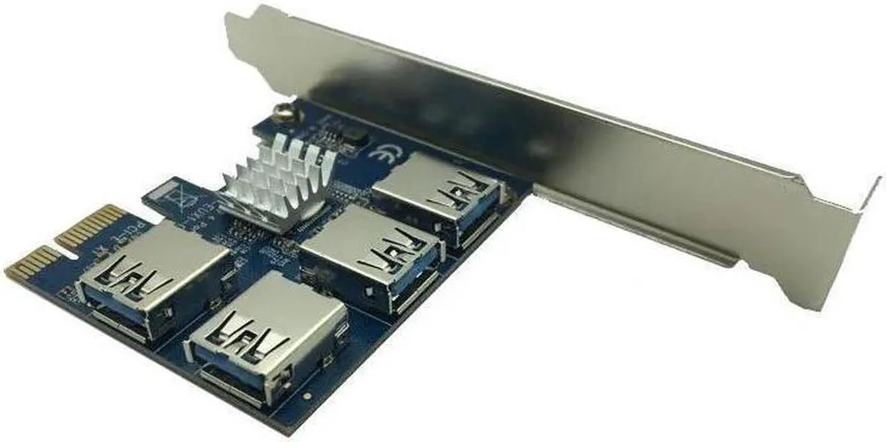 Alt view image 4 of 6 - BUCIER 4 Ports USB 3.0 PCI-E Express 1X to 4X Converter Expansion Card Adapter PCIe X1 Riser Card For BTC Bitcoin Mining Machine