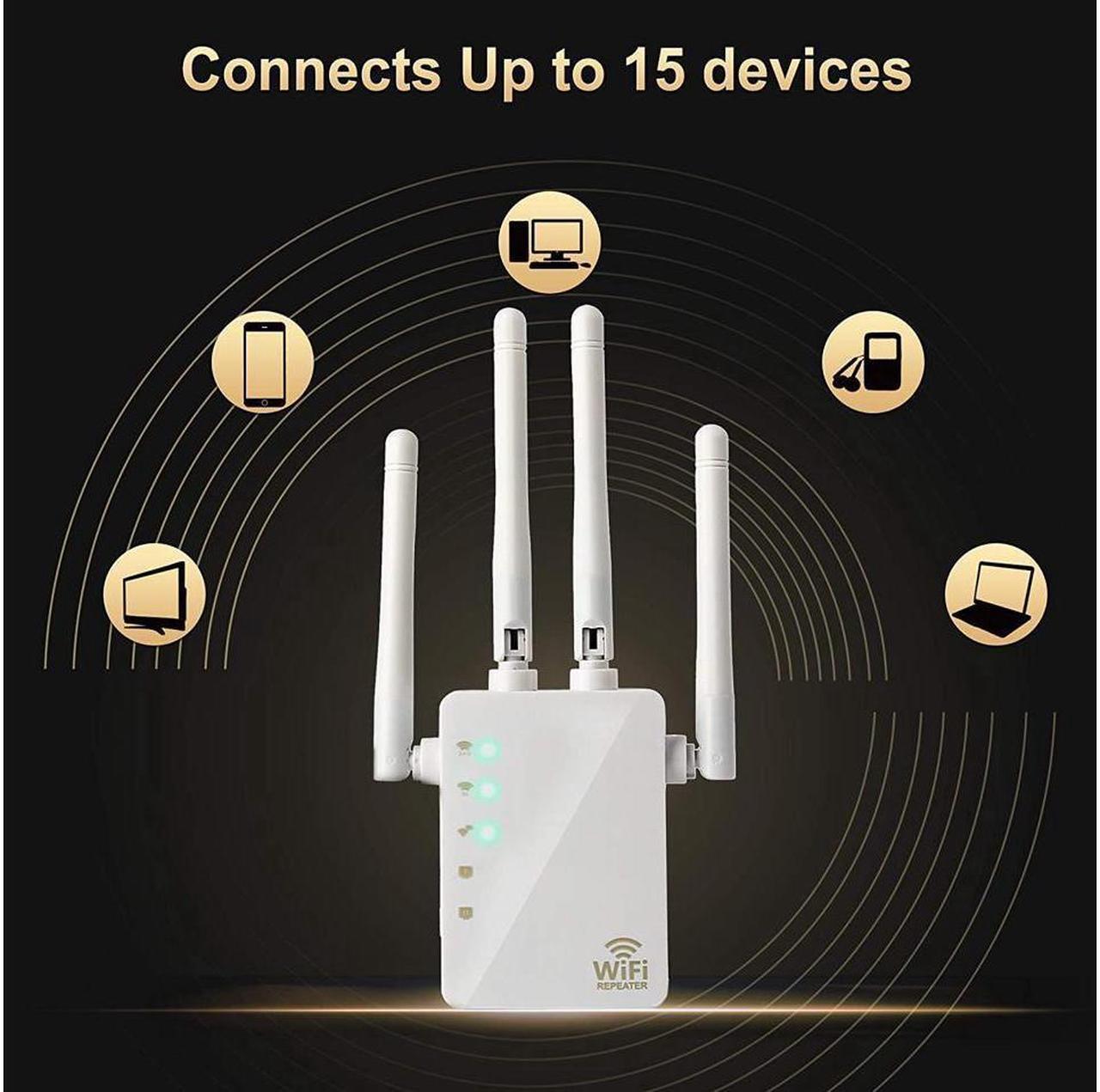 Alt view image 3 of 6 - BUCIER AC1200 Dual Band WiFi Range Extender, Repeater / Access Point / Router / Media Bridge with 4 High Gain External Antenna 1200Mmbps Wifi Booster, 802.11AC, WPS Easy Set Up, WPA, WPA2, Wall Plug