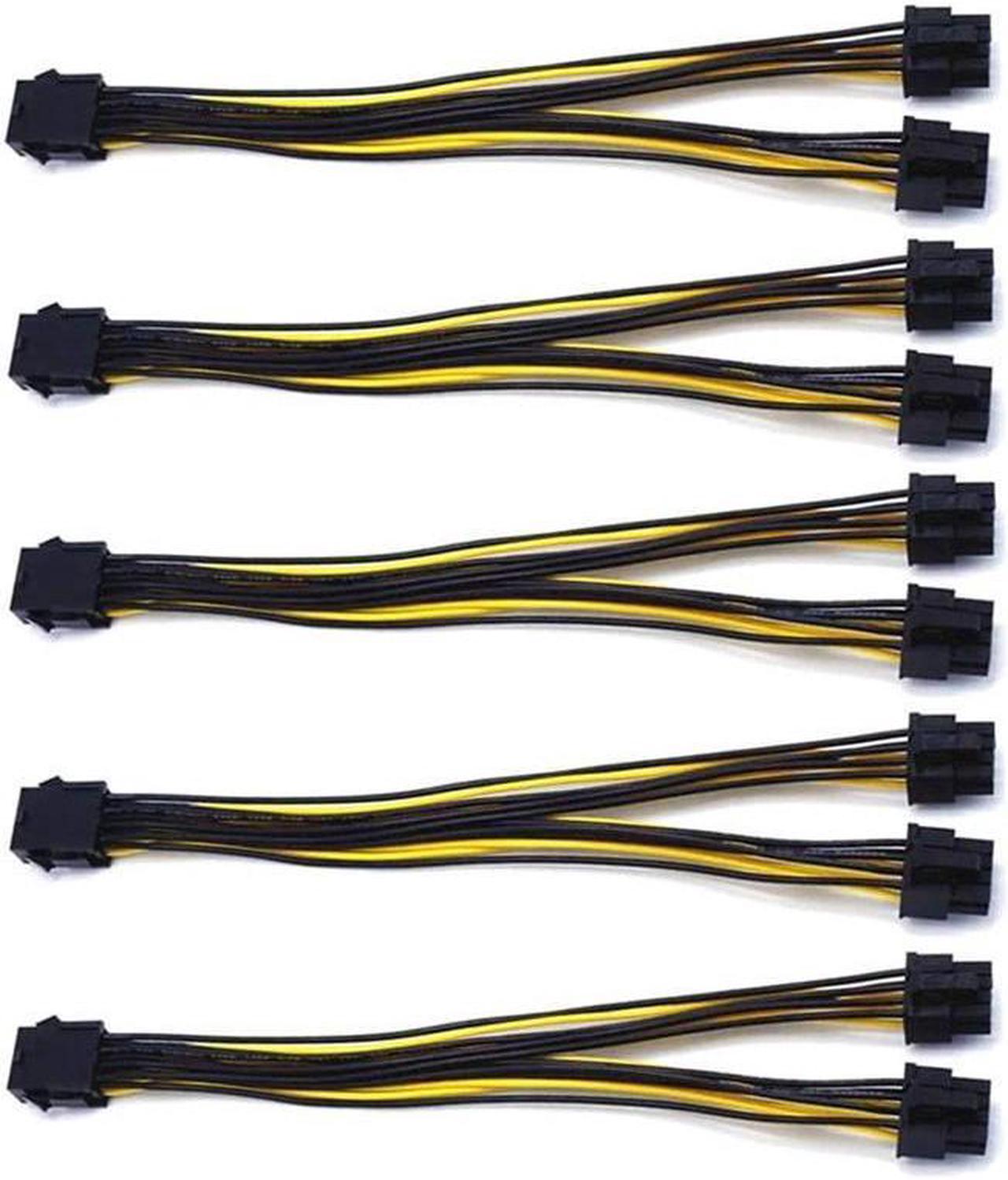 BUCIER 5-Pack PCI-E 8Pin to 2X 8 Pin (6+2) Power Splitter Cable for PCIE PCI Express Image Card Y - Splitter Extension Cable