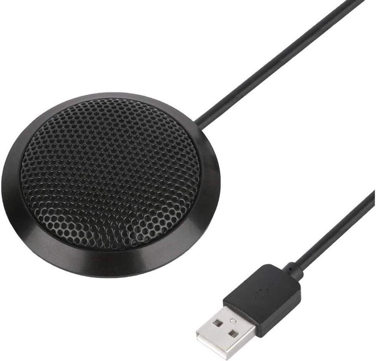 BUCIER Conference Microphone USB, Omnidirectional Condenser Boundary Microphone USB Plug Stereo Desktop Mic Surface Mounted Mic for Teleconferencing Laptop Computer Desktop - Black