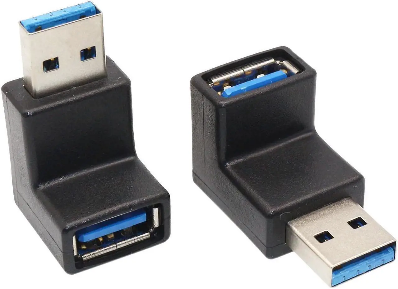 Alt view image 3 of 5 - BUCIER Right Angle USB Adapter VCZHS USB3.0 AM to AF L Shape Converter Adapter USB 3.0 A Male to A Female 90 Degree Angle Plug(Pack of 2)