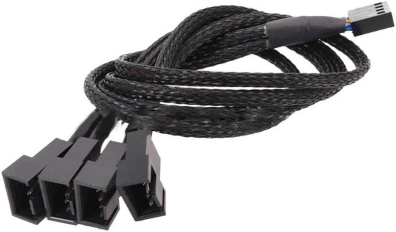Main image of BUCIER Computer Motherboard Fan 4pin 1 to 4 Splitter Cable PWM 4Pin Extension Cable 30cm Fan Cable Sleeved