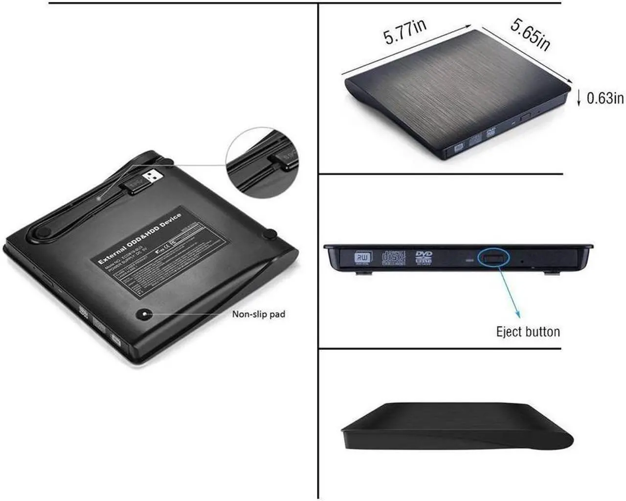 Alt view image 5 of 6 - BUCIER External CD Drive, USB 3.0 Portable CD/DVD +/-RW Drive Slim DVD/CD ROM Rewriter Burner Superdrive High Speed Data Transfer for Laptop Desktop PC Windows and Linux OS Apple Mac
